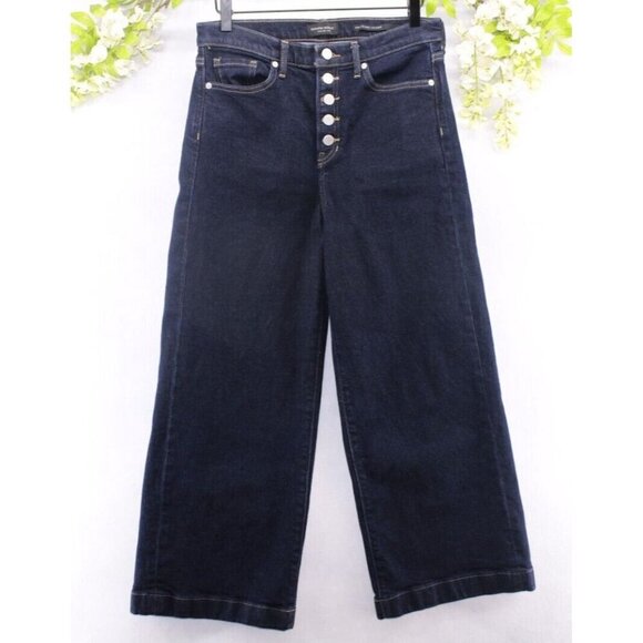Banana Republic Women's Ultra High-Rise Wide Leg Button Fly Crop Jeans Front 28 - Picture 1 of 6